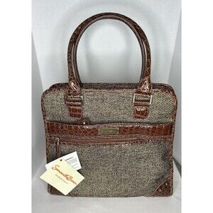 Samantha Brown Faux Croc Large Brown Travel Handbag Purse NWT